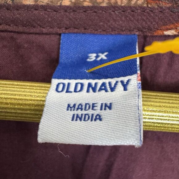 Old Navy Short Sleeve Floral Tiered Midi Dress 3X Red Blue Empire Waist Chiffon - Picture 10 of 11